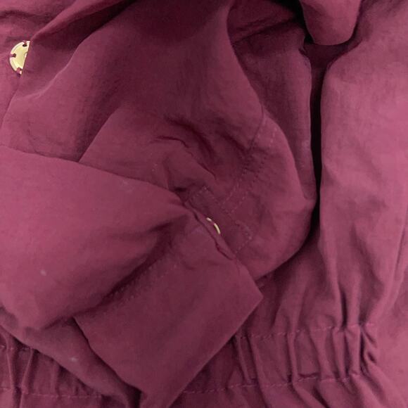 Tart Collections Womens Sz S Rain Jacket Oxblood Zip Pockets Packable Hood Lined - Picture 15 of 16